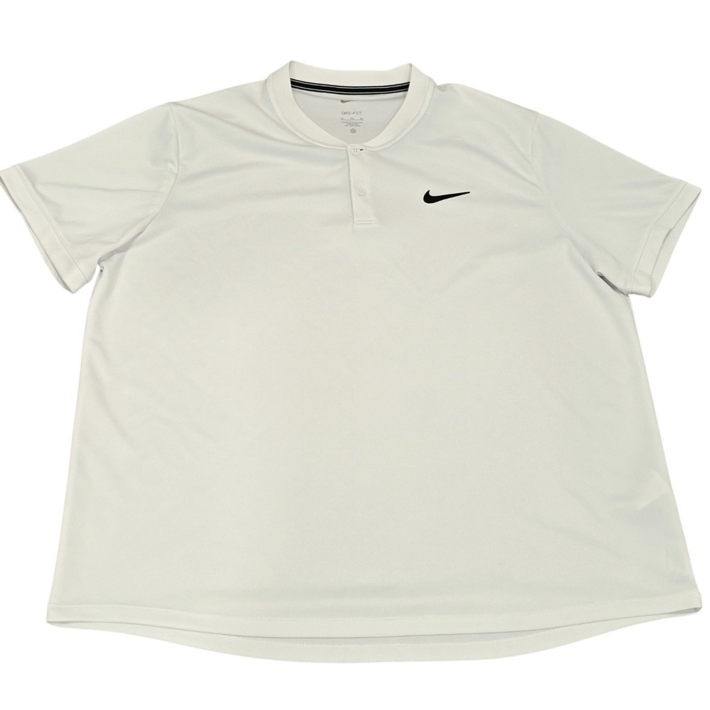 NikeCourt Dri-FIT Blade Polo Shirt Mens XL White Black Tennis CW6288-100